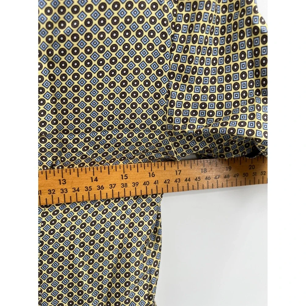 Michael Kors Collection Silk Shirt Dress Geometric Print Made in Italy Yellow 4